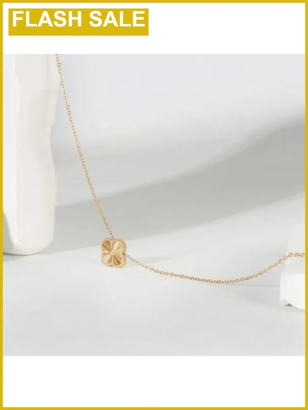 18K Gold Plated Four Leaf Clover Necklace Double Sided Pendant Dainty Lucky
